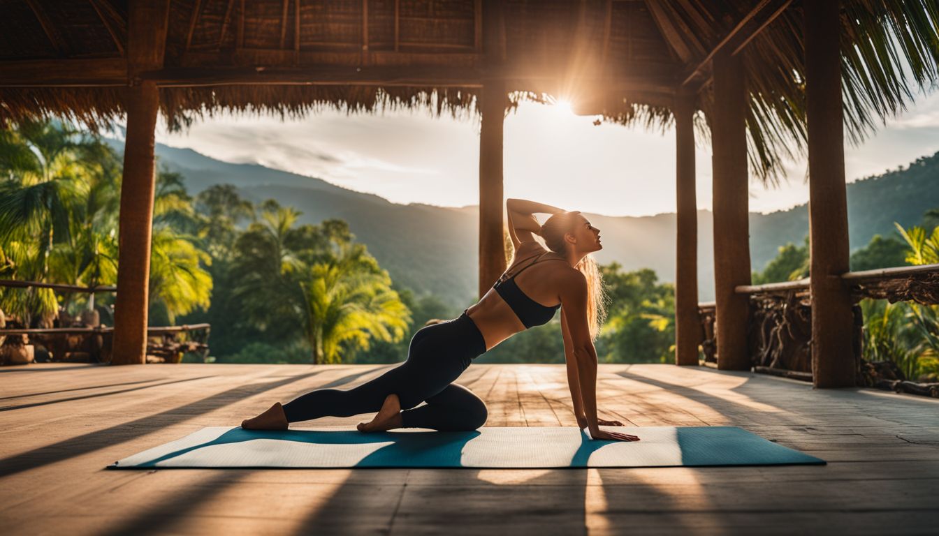 A person practicing yoga in a beautiful outdoor setting.