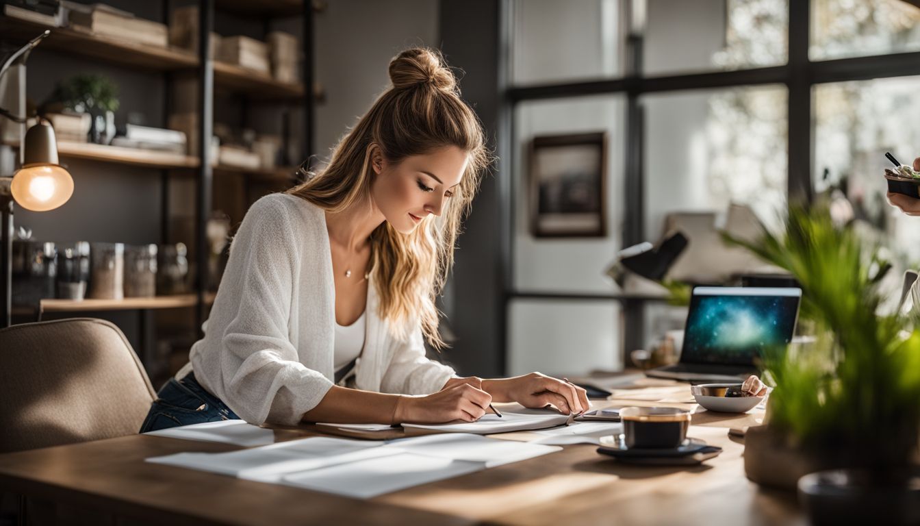 A person researching focus supplements in a well-organized home office.