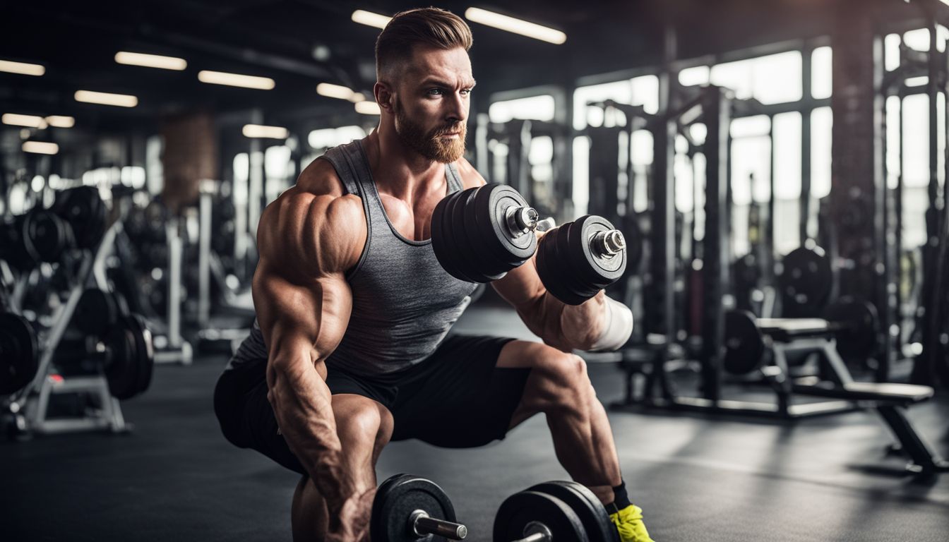 A weightlifter enjoying a protein shake in a modern gym.